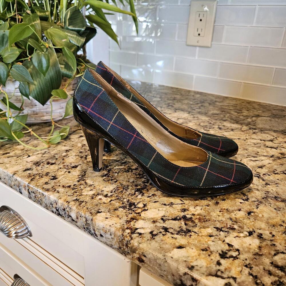 Vintage Liz Claiborne Tartan Plaid Heels Size 8.5 - Picture 2 of 8